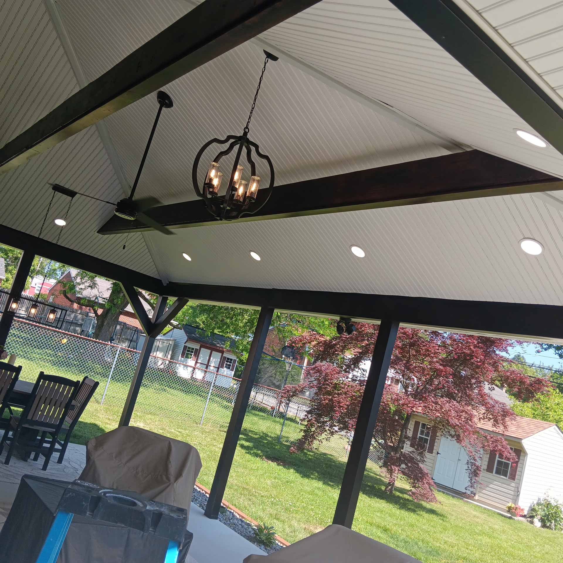 Newly installed hanging patio lights